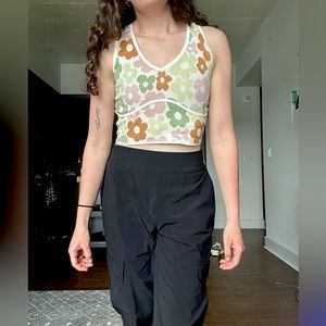 Pacsun La hearts floral sweater crop top